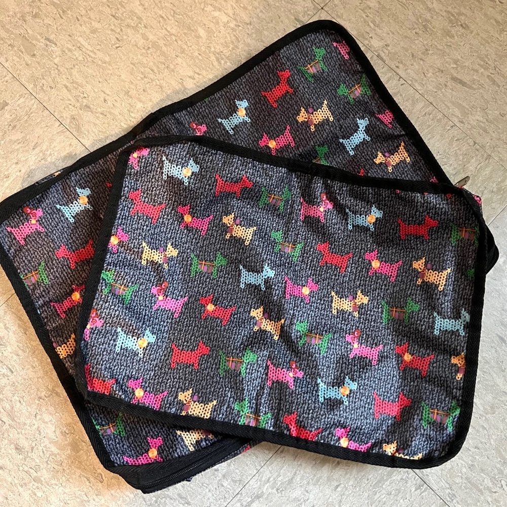 Colorful Terrier Dog Pattern Nylon Zipper Travel Packing Cubes 2 Piece Set - Picture 15 of 16